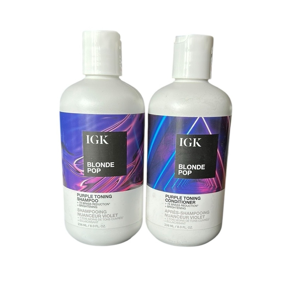 IGK Blonde Pop Purple Toning Shampoo and Conditioner 8.0 fl oz.